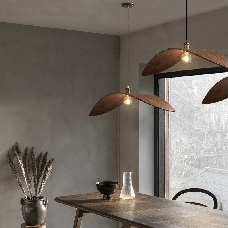 Japanese Zen Creative Living Room Walnut Chandelier - Image 4