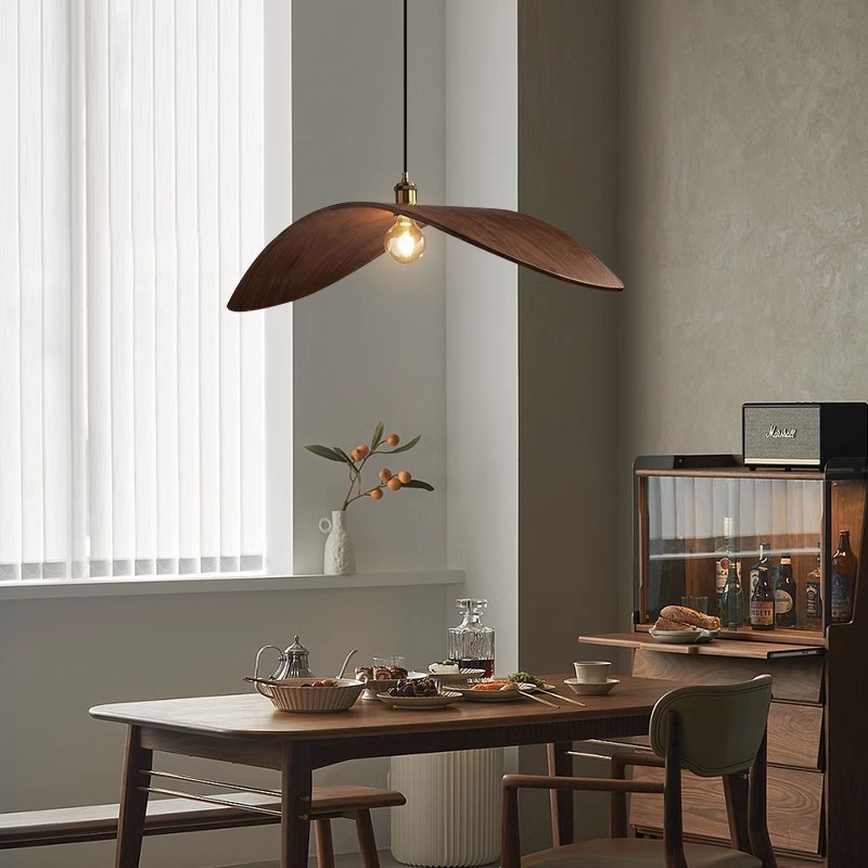 Japanese Zen Creative Living Room Walnut Chandelier - Image 2